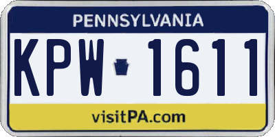PA license plate KPW1611