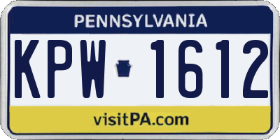 PA license plate KPW1612