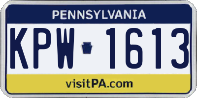 PA license plate KPW1613