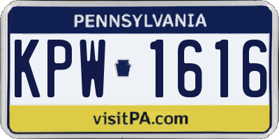 PA license plate KPW1616