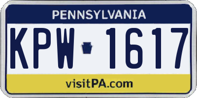 PA license plate KPW1617