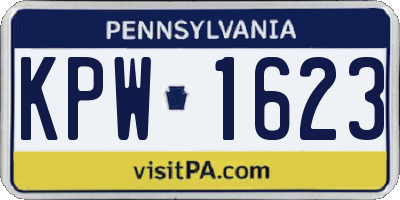 PA license plate KPW1623