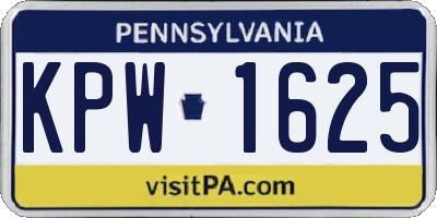 PA license plate KPW1625