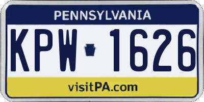 PA license plate KPW1626