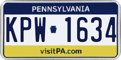 PA license plate KPW1634