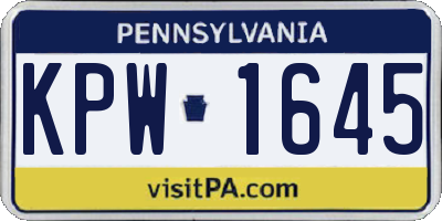 PA license plate KPW1645