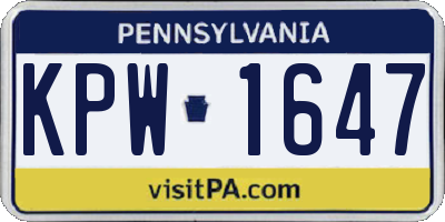PA license plate KPW1647