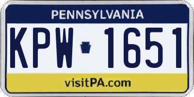 PA license plate KPW1651