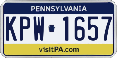 PA license plate KPW1657