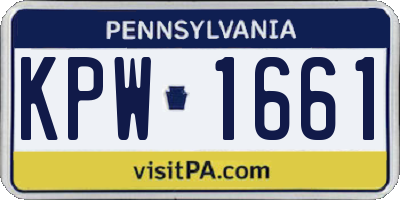 PA license plate KPW1661