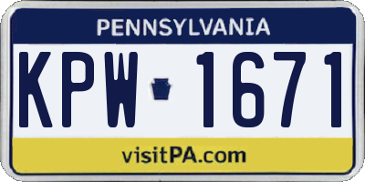 PA license plate KPW1671