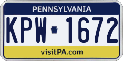 PA license plate KPW1672