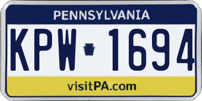 PA license plate KPW1694