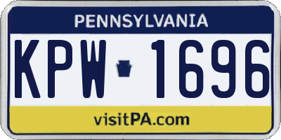 PA license plate KPW1696