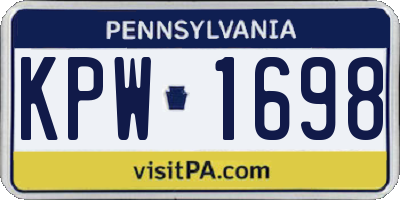 PA license plate KPW1698
