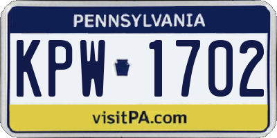 PA license plate KPW1702