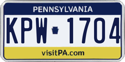 PA license plate KPW1704