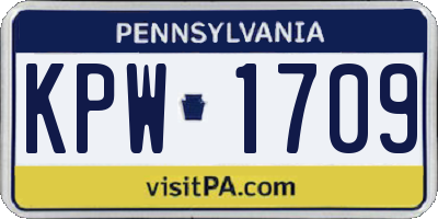 PA license plate KPW1709
