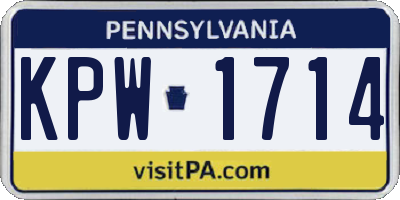 PA license plate KPW1714