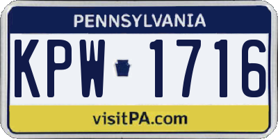 PA license plate KPW1716