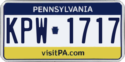 PA license plate KPW1717