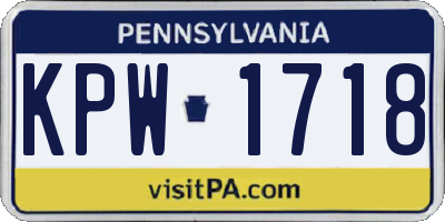 PA license plate KPW1718