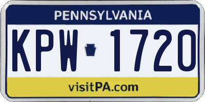 PA license plate KPW1720