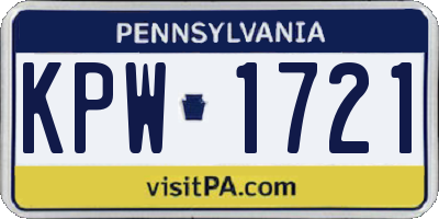 PA license plate KPW1721