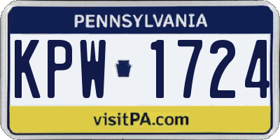 PA license plate KPW1724