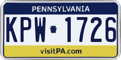 PA license plate KPW1726