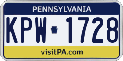 PA license plate KPW1728