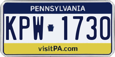 PA license plate KPW1730