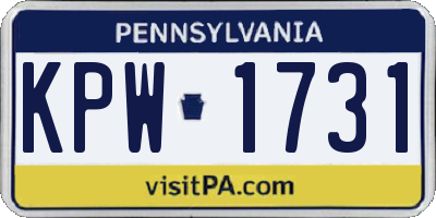 PA license plate KPW1731