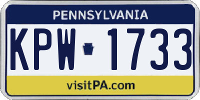 PA license plate KPW1733