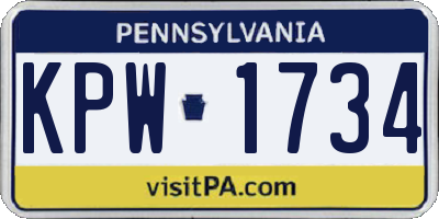 PA license plate KPW1734