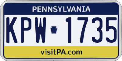 PA license plate KPW1735