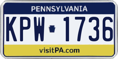PA license plate KPW1736