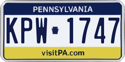 PA license plate KPW1747