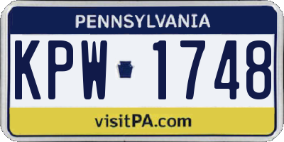 PA license plate KPW1748