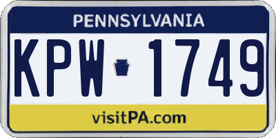 PA license plate KPW1749