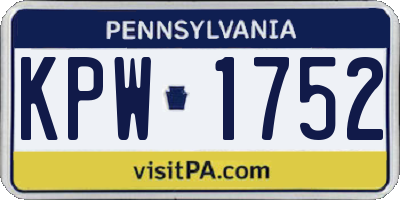 PA license plate KPW1752