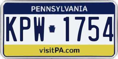 PA license plate KPW1754