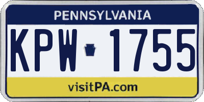 PA license plate KPW1755