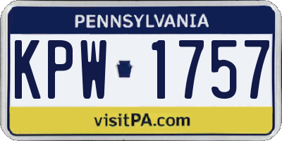 PA license plate KPW1757