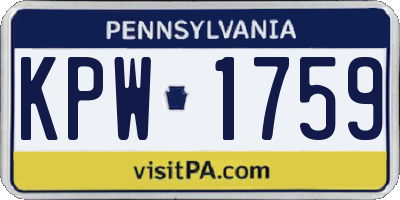 PA license plate KPW1759