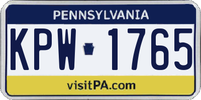 PA license plate KPW1765