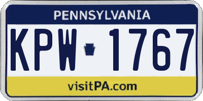 PA license plate KPW1767