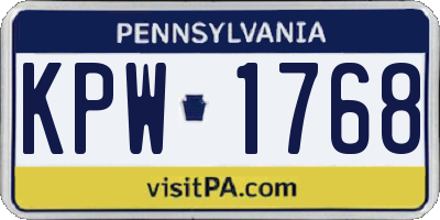 PA license plate KPW1768