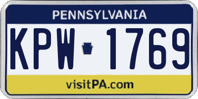 PA license plate KPW1769