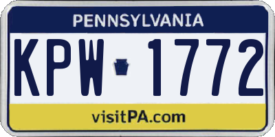 PA license plate KPW1772